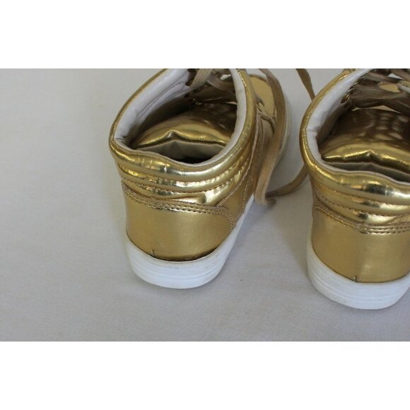 J CREW CREWCUTS GIRLS' MIRROR METALLIC HIGH-TOP SNEAKERS GOLD SIZE K9 Defect - Picture 4 of 7